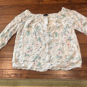 Sanctuary Off-Shoulder Floral Blouse - White and Green